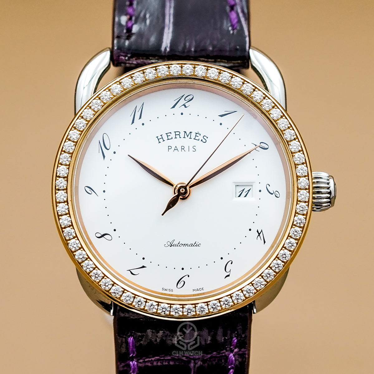 Hermès 愛馬仕 Arceau AR6.423 半金鑽石錶圈 32mm 單錶 95%新
