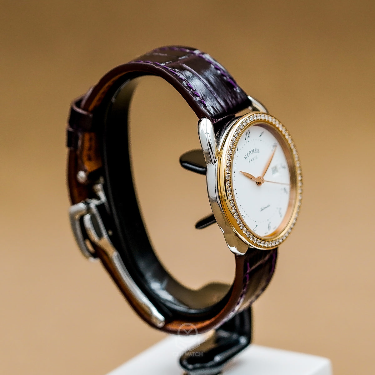 Hermès 愛馬仕 Arceau AR6.423 半金鑽石錶圈 32mm 單錶 95%新