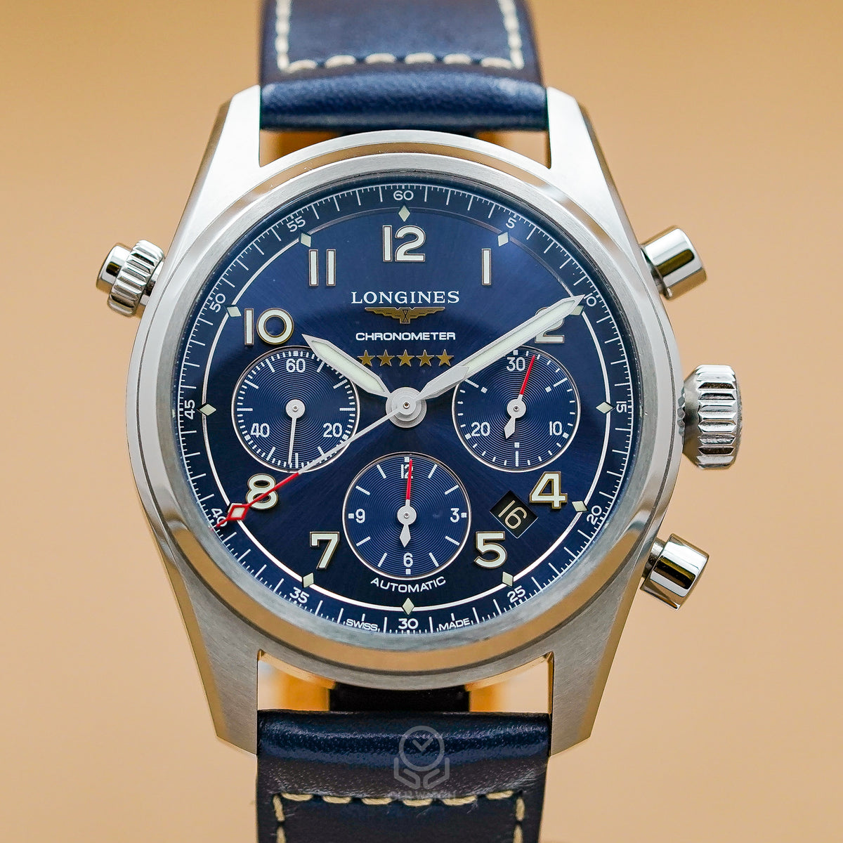 Longines 浪琴 Spirit 先行者系列飛行員計時機械錶 L38204930 藍面 計時碼錶 42mm 2024年台灣公司貨 95%新