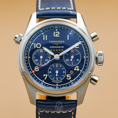 Longines 浪琴 Spirit 先行者系列飛行員計時機械錶 L38204930 藍面 計時碼錶 42mm 2024年台灣公司貨 95%新