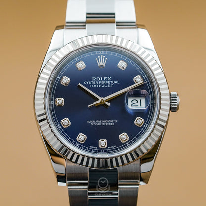 Rolex 勞力士 Datejust 41 日誌型 126334G 十鑽面盤 白色18K金 太陽圈 三角坑文外圈 41mm 2018年 93%新