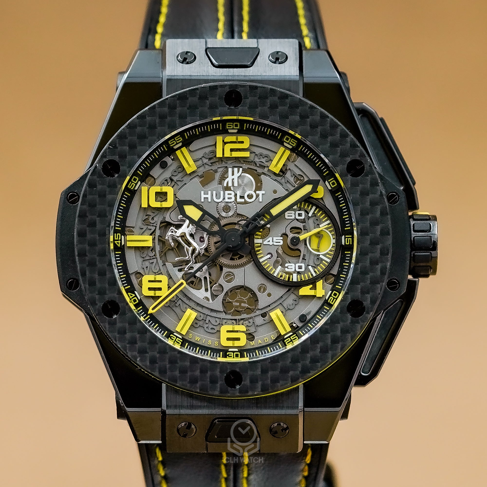 Hublot 宇舶 Big Bang Ferrari 大爆炸 限量聯名法拉利 401.CQ.0129.VR 碳纖維與陶瓷錶殼 45mm 2016年 90%新 附原廠自動上鍊錶盒