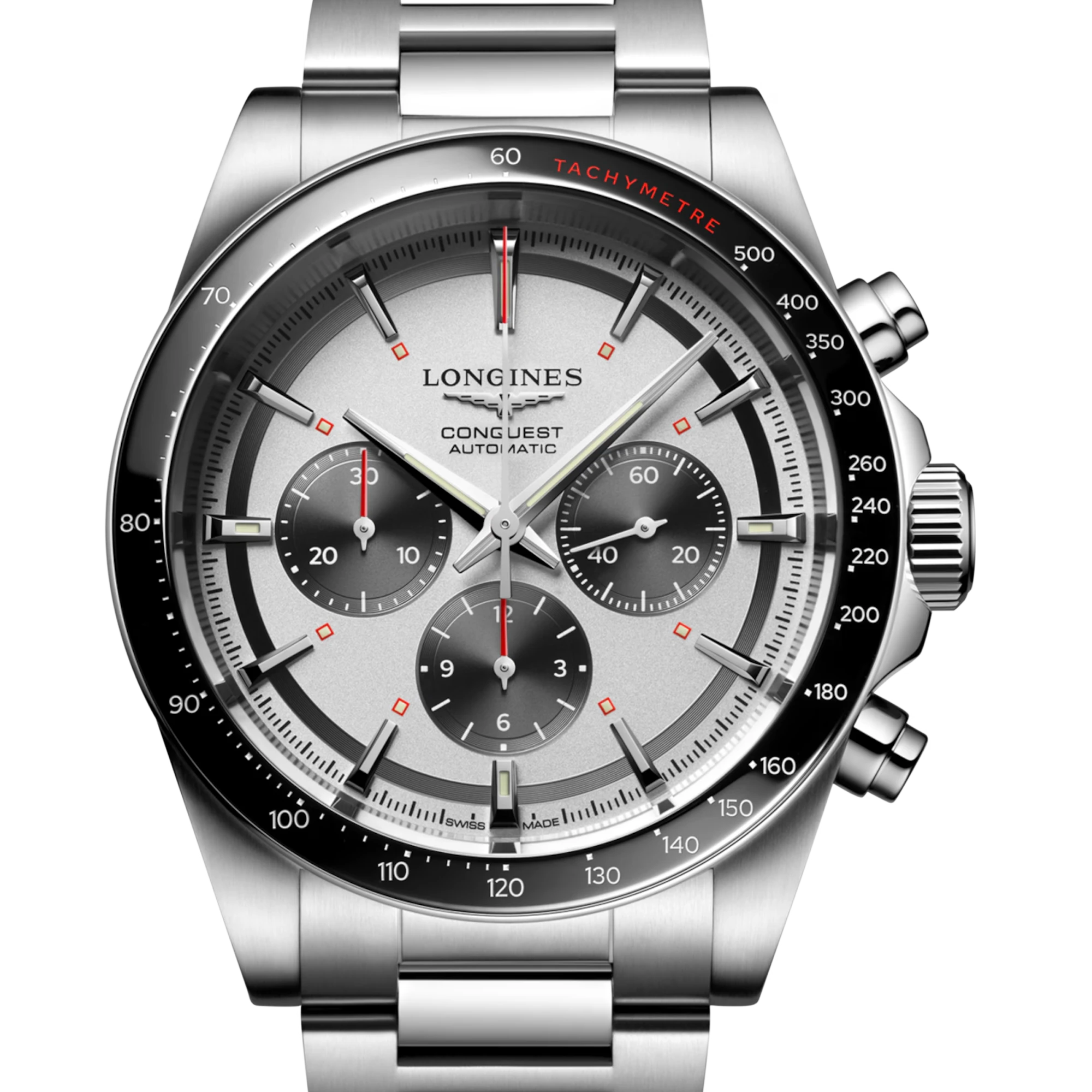 Longines 浪琴 Conquest 征服者 銀白熊貓面盤 機械計時碼錶 L38354726 2025年 42mm