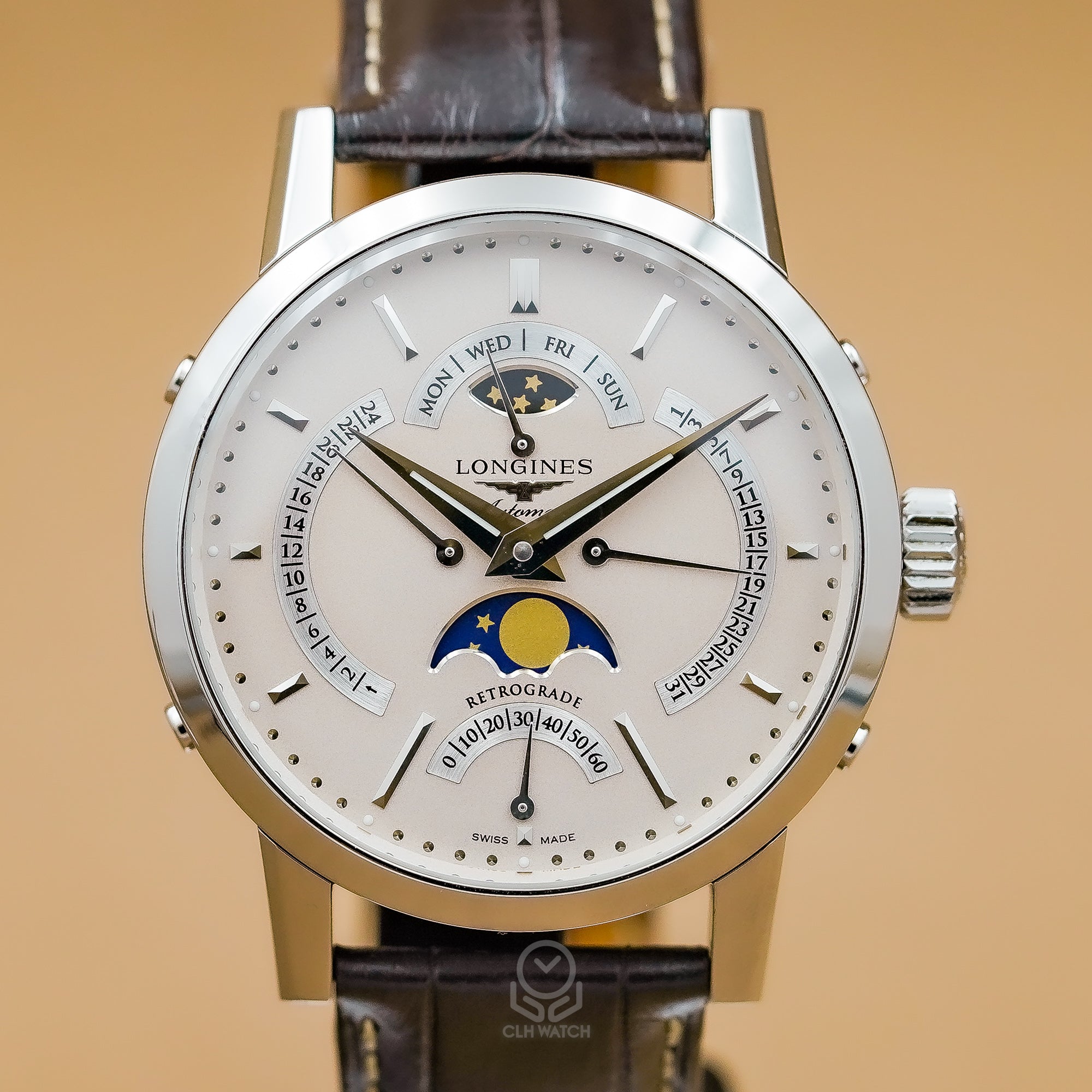 Longines 浪琴 1832系列 L48284922 四逆跳月相腕錶 米白面 42mm 單錶 95%新 送極新原廠錶帶