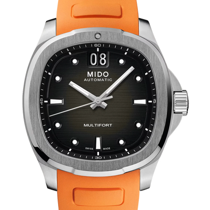 MIDO 美度 Multifort 先鋒復古電視系列 TV Big Date M049.526.17.081.00 灰面橘膠帶 大日期窗 2024年 39.2mm（已交流）