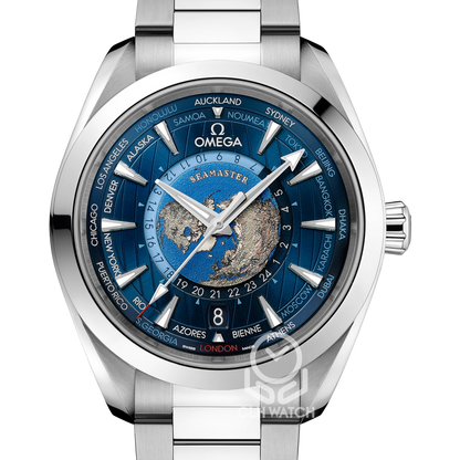 Omega 歐米茄 Seamaster Aqua Terra 150M Worldtimer GMT 海馬世界時區腕錶 220.10.43.22.03.001 22010432203001 43mm 2024年台灣公司貨 98％新