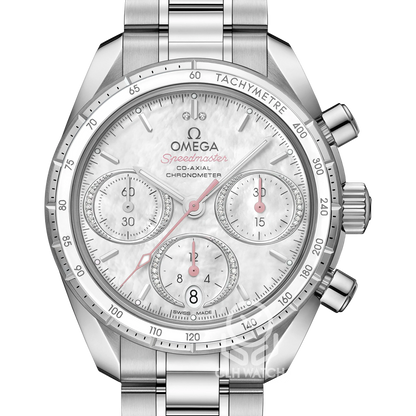 OMEGA 歐米茄 超霸系列 同軸擒縱計時腕錶 324.30.38.50.55.001 珍珠母貝鑽面 32430385055001 38mm 2023年 台灣公司貨 95%新