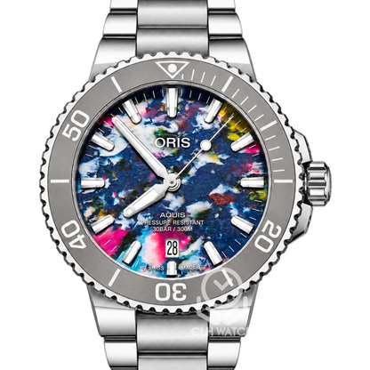 ORIS 豪利時 Aquis Upcycle 時間之海 0173377664150 斑斕面盤 潑墨面 41.5mm 2022年台灣公司貨 95%新