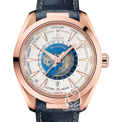 Omega 歐米茄 Seamaster Aqua Terra Worldtimer GMT世界時區 220.53.43.22.02.001 白面 18K玫瑰金 43mm 2021年台灣公司貨 99%新