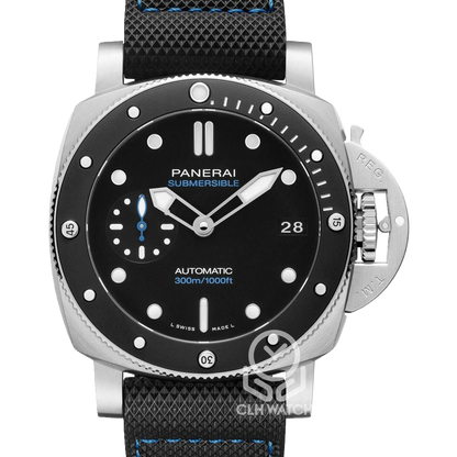 Panerai 沛納海 Submersible 專業潛水系列 PAM00683 PAM683 潛行黑陶瓷 藍色小秒針 42mm 2022年 95％新