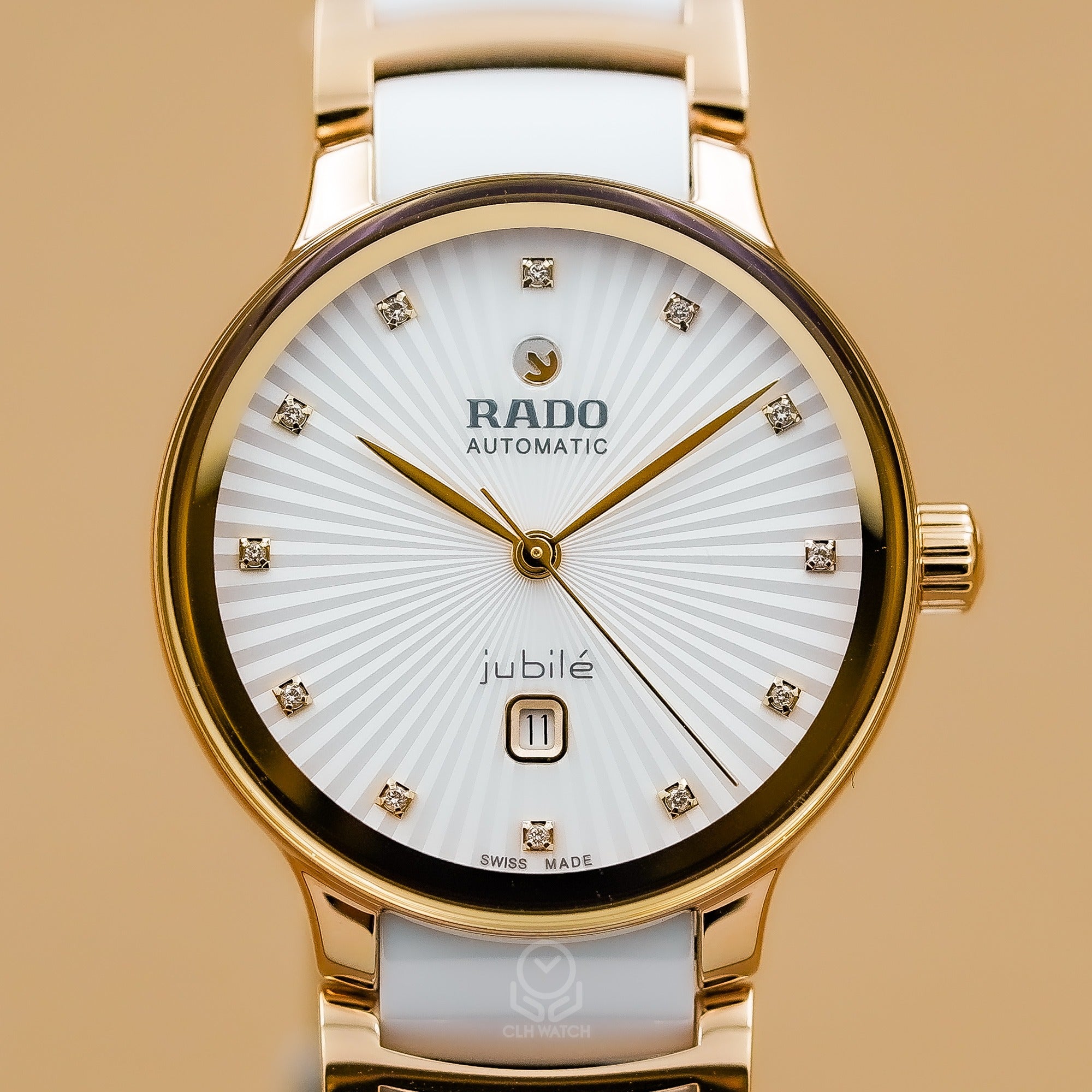 RADO R30019744 銀白鑽石面盤正面實拍