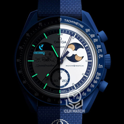 Swatch x Omega 聯名系列 MoonSwatch Mission to Neptune 海王星 金針款 SO33N702L 42mm 2025年 台灣公司貨 未使用品（寄賣）