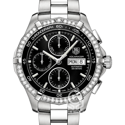 Tag Heuer 泰格豪雅 Aquaracer CAF2014.BA0815 黑面 鑽石外圈 43mm 單錶 95%新
