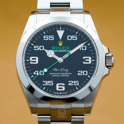 Rolex 勞力士 Air-King 空中霸王 126900 黑面飛行儀錶風格 蠔式 空霸 綠色秒針 2024年 40mm