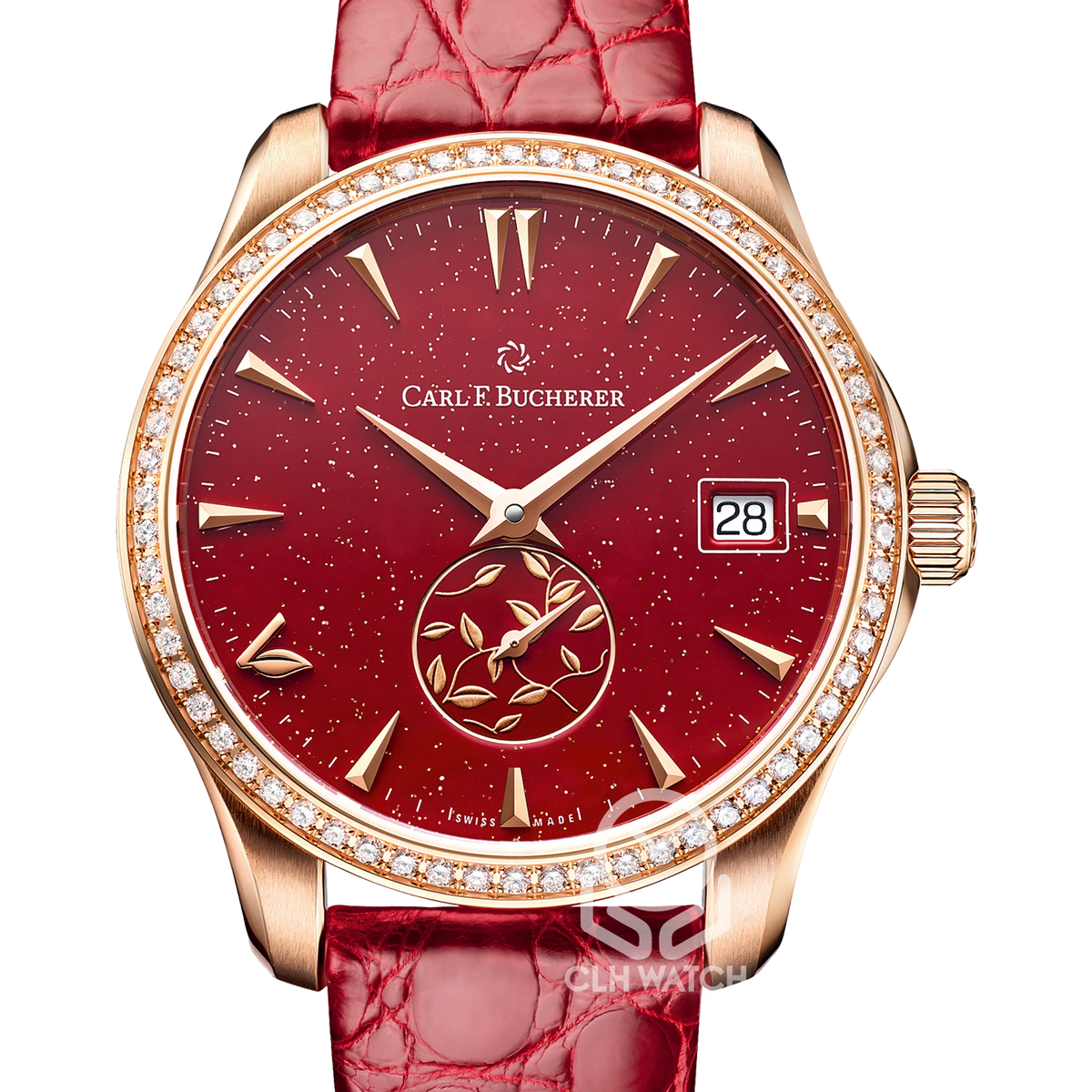 Carl F. Bucherer 寶齊萊 Manero AutoDate LOVE 00.10922.03.93.11 紅面 鑽石玫瑰金 35.5mm 單錶 95%新