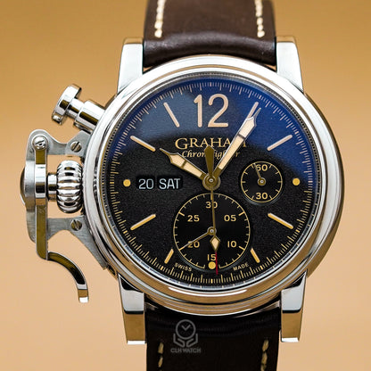 Graham 格林漢 Chronofighter Vintage 2CVAS.B01A.L126S 黑色面盤正面實拍