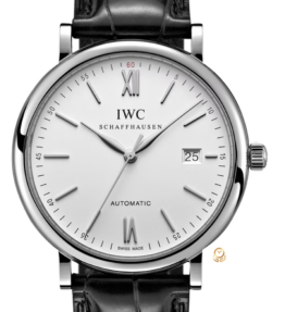 IWC萬國 IW356501 柏濤菲諾自動腕錶 40mm白面 銀錶黑帶