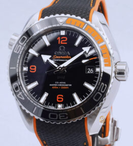 Omega 歐米茄 海馬600米 黑橘橡膠錶帶PLANET OCEAN 600 黑面43.5mm 21532442101001 2023年